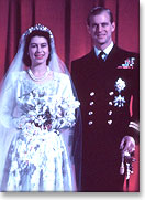 Picture of The Queen and Prince Philip at their wedding